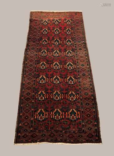 BALOUCH LONG RUG the abrashed raspberry field of stylised pl...