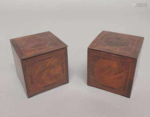 A PAIR OF GEORGE III MAHOGANY TEA CADDIES. A pair of George ...