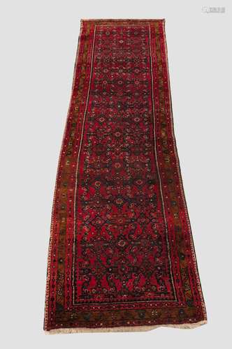 A NARROW HAMADAN RUNNER, Iranian Kurdistan, the strawberry f...