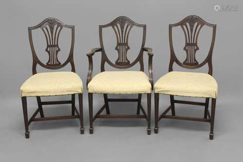 A SET OF EIGHT GEORGE III STYLE HEPPLEWHITE STYLE DININIG CH...