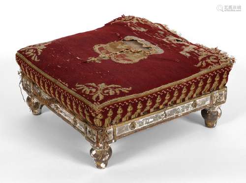 A WILLIAM IV STOOL, POSSIBLY A CORONATION STOOL. A fine need...