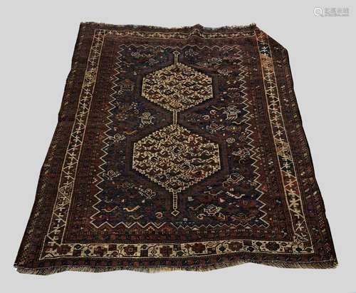 A KHAMSEH RUG, South West Iran, the indigo field of birds an...