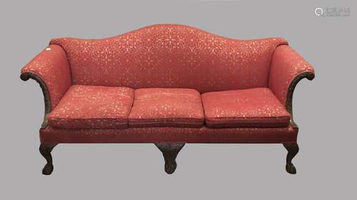 A CHIPPENDALE STYLE MAHOGANY FRAMED SETTEE. A George III sty...