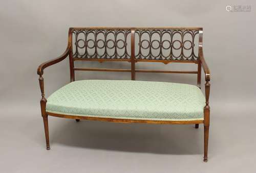 AN EDWARDIAN SHERATON REVIVAL SETTEE. An Edwardian Sheraton ...