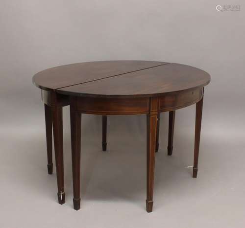 A PAIR OF GEORGE III MAHOGANY TABLES. A pair of mahogany D s...