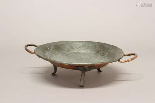 A MID 18TH CENTURY FRENCH BAKING DISH WITH DUTY MARK. A circ...