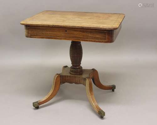 A LATE GEORGE III MAHOGANY CENTRE TABLE. With a rectangular ...