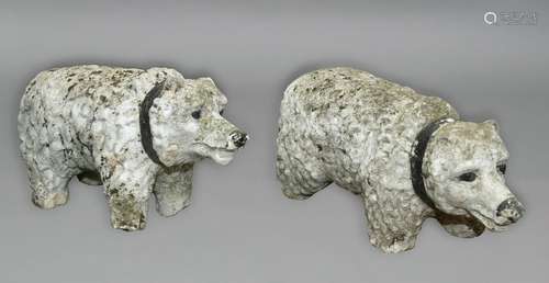 A PAIR OF VICTORIAN PAINTED STONE BEARS. The bears standing ...