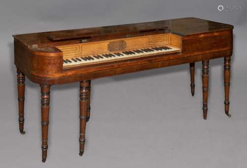 A VICTORIAN SQUARE PIANO. The piano with five and a half oct...