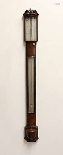 A REGENCY MAHOGANY STICK BAROMETER BY W & S JONES, LONDON, c...