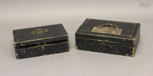 TWO SIMILAR VICTORIAN DOCUMENT CASES. Two similar leather co...