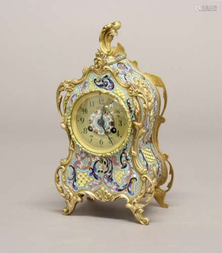 A 19TH CENTURY FRENCH MANTLE CLOCK WITH ENAMELLED CASE. The ...