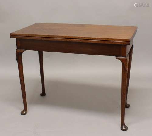 A 19TH CENTURY MAHOGANY TEA TABLE, the rectangular top on ta...