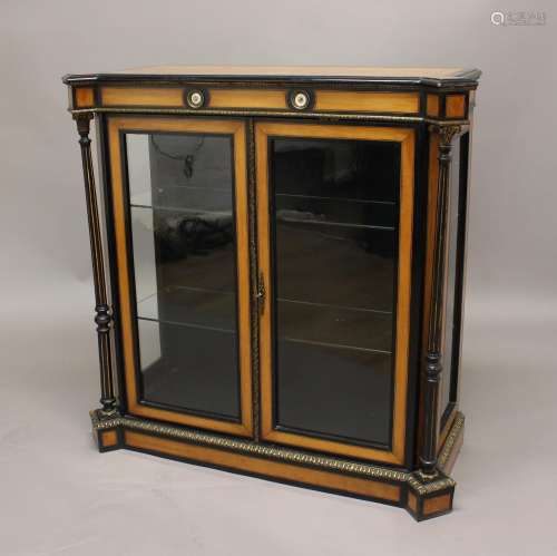 A FRENCH SATINWOOD AND EBONISED PIER CABINET, 19th century, ...