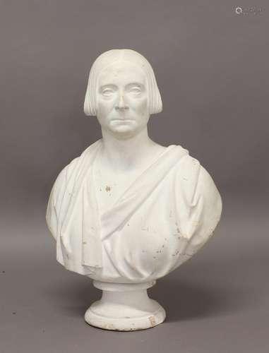 A 19TH CENTURY PLASTER PORTRAIT BUST. A portrait bust, possi...