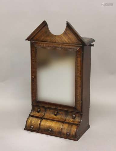 A 19TH CENTURY MAHOGANY WALL CABINET, the mirrored door abov...