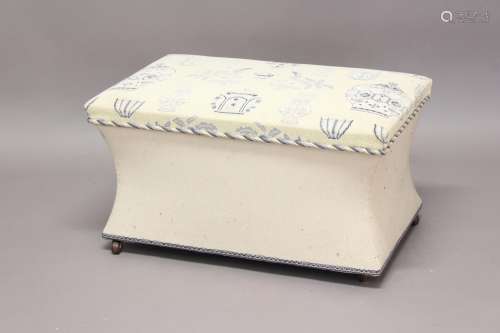 A VICTORIAN STYLE UPHOLSTERED BOX OTTOMAN. The rectangular b...