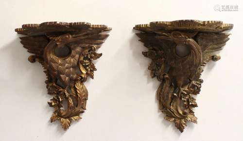 A PAIR OF 18TH CENTURY STYLE ROCOCO WALL SHELVES. A pair of ...