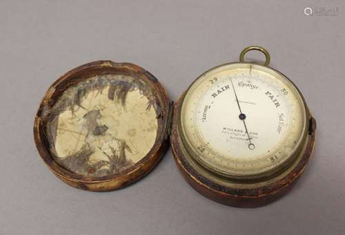 A POCKET BAROMETER BY MILLARD AND SON. A Victorian mahogany ...