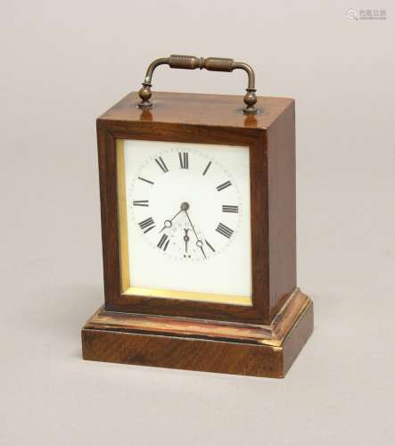A 19TH CENTURY FRENCH ROSEWOOD CASED TRAVELLING CLOCK. The r...