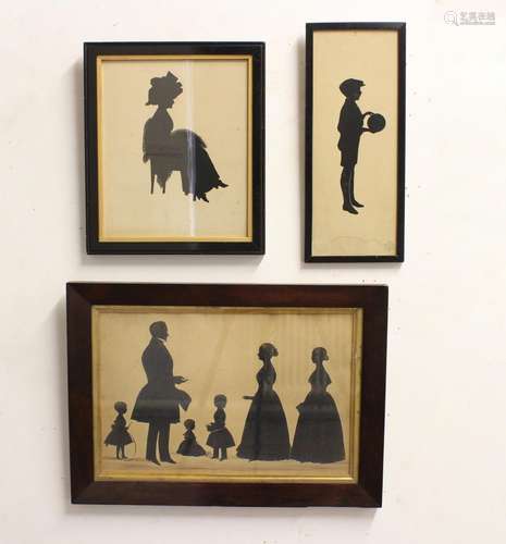 A VICTORIAN SILHOUETTE AND TWO OTHERS. A large silhouette po...