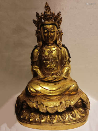 清銅鎏金觀音菩薩造像