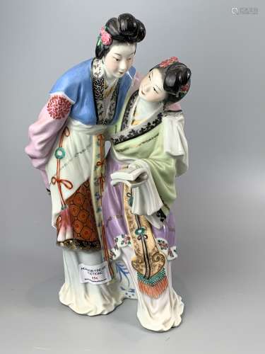CHINESE FAMILLE ROSE PORCELAIN FIGURES ,H 30CM
