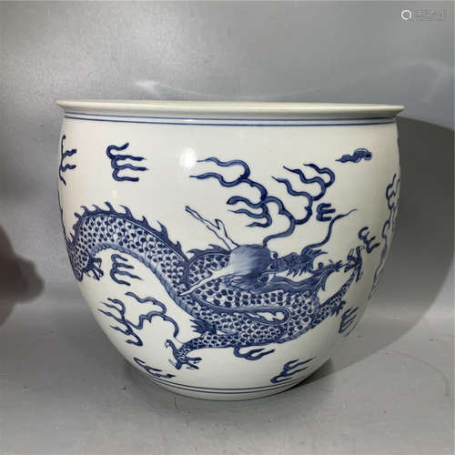 CHINESE BLUE AND WHITE JARDINERE , D 23CM ,H 18.8CM