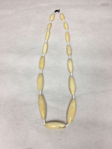 IVORY NECKLACE ,L30CM ,LARGEST BEAD 4.5CM