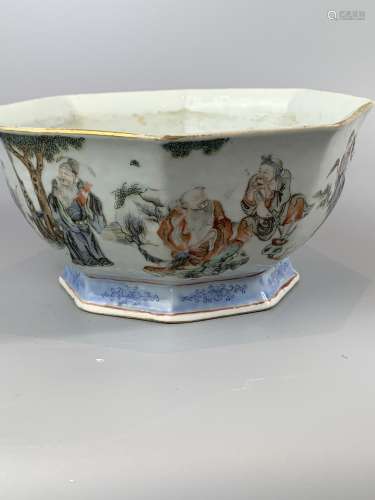 CHINESE FAMILLE ROSE PORCELAIN BOWL ,PAINTED EIGHT FIGURES,D...