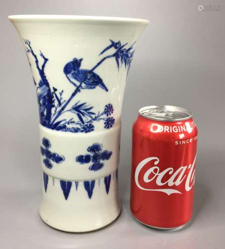 A CHINESE BLUE AND WHITE VASE ,DECORATED BIRD AND FLOWER ,H2...