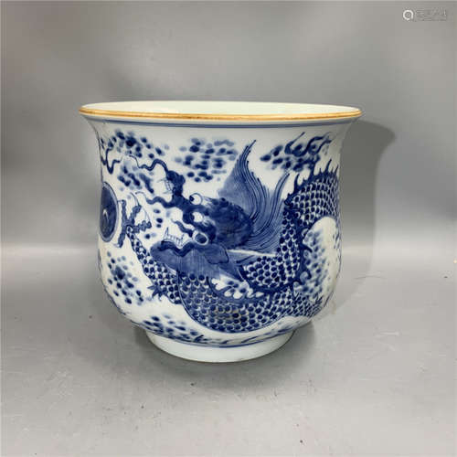 CHINESE BLUE AND WHITE JARDINERE , D 20.2CM ,H 18CM