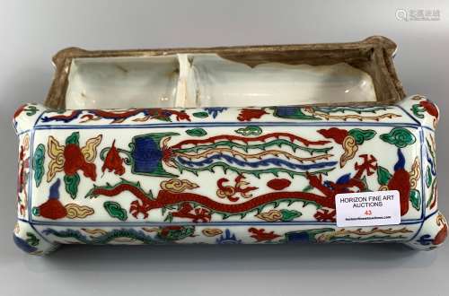 LARGE CHINESE FAMILLE VERTE PORCELAIN BOX AND COVER ,11CM X ...