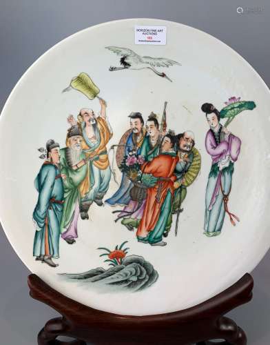 LARGE CHINESE FAMILLE ROSE PORCELAIN CHARGER ,HAND PAINTED E...