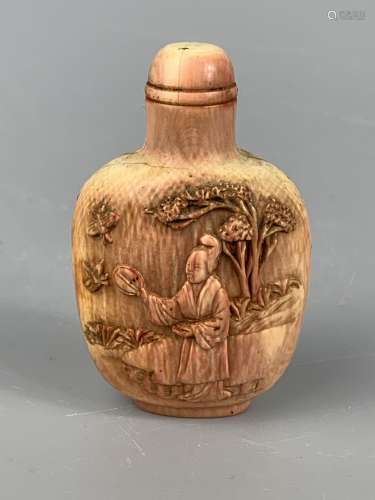 CHINESE CRAVED IVORY SNUFF BOTTLE,H 7CM , WEIGHT 56 G