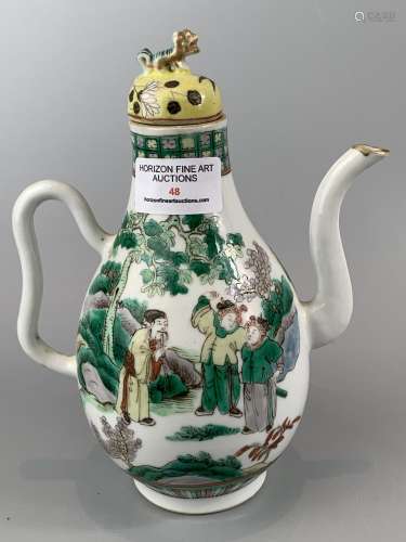 CHINESE FAMILLE ROSE PORCELAIN WINE POT ,H20.5CM D 15CM