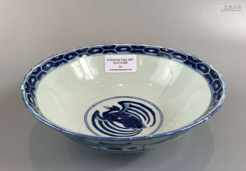 CHINESE BLUE AND WHITE PORCELAIN BOWL  ,D18 CM ,H6.5CM