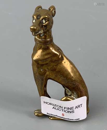 19TH C BRONZE HUNTING DOG PAPER WEIGHT,H 9CM ,WEIGHT 229 G