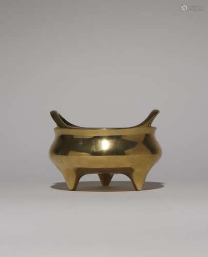 BRÛLEUR À ENCENS EN BRONZE CHINOIS, TRIPODE, DYNASTIE QING M...