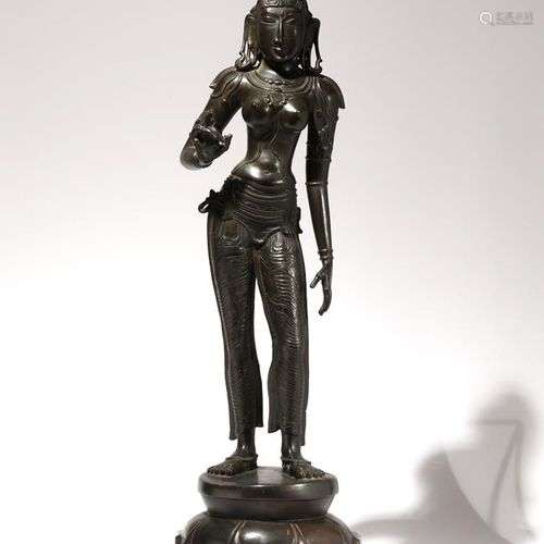 GRANDE FIGURE INDIENNE EN BRONZE DE PARVATI 19e/20e SIÈCLE M...