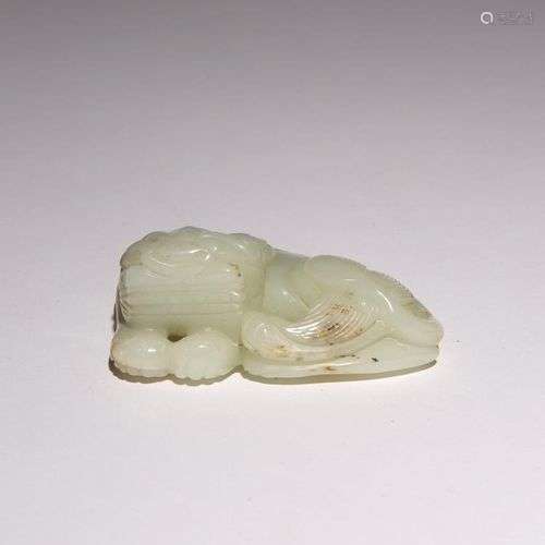 JADE CELADON PALE CHINOISE DE LION CHIEN DYNASTIE QING La bê...