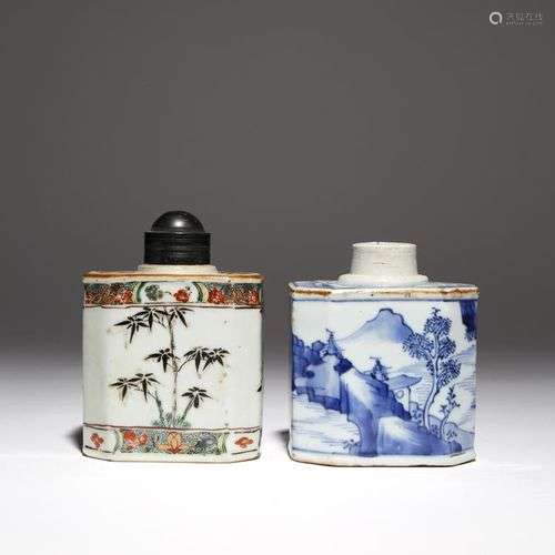 DEUX RÉCIPIENTS À THÉ EN PORCELAINE CHINOISE KANGXI 1662-172...