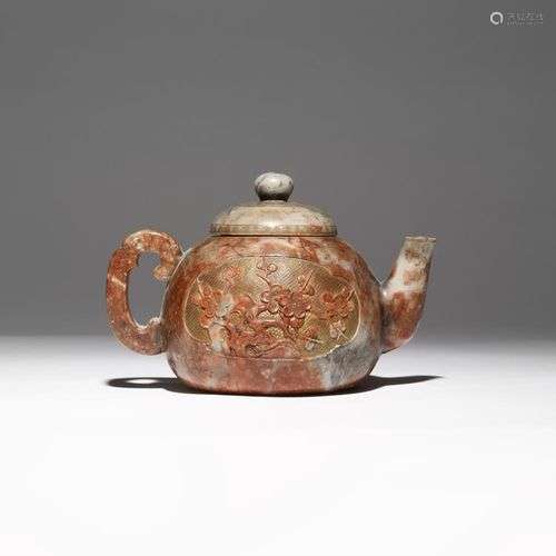 TEAPOT ET COUVERCLE EN PIERRE A SAVON CHINOISE DYNASTIE QING...