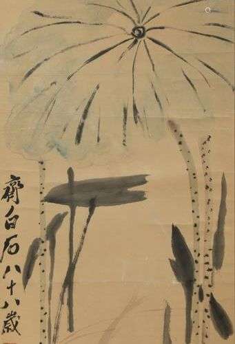 APRÈS QI BAISHI (20e SIÈCLE) LOTUS Peinture chinoise, encre ...