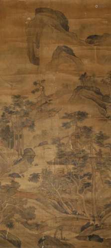 PAYSAGE ANONYME (18e SIÈCLE) Peinture chinoise en rouleau, e...