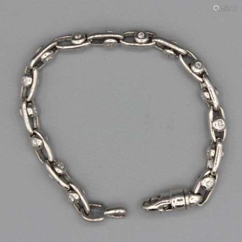 Bracelet en or 14 Kt enrichi de brillants en serti clos tota...