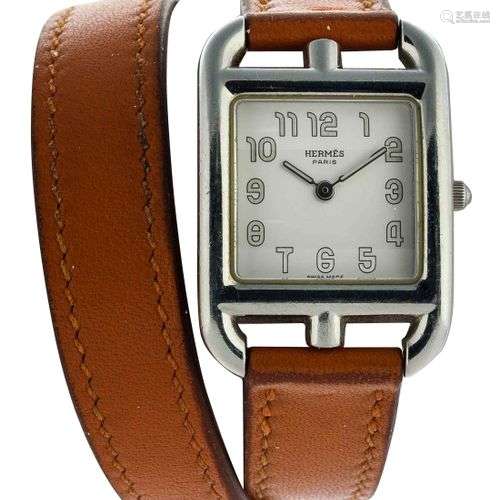 HERMES. Montre “Cape cod” en acier - Boîtier rectangulaire a...