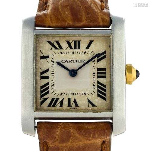 CARTIER. Montre de dame en acier. “Tank Française”- Réf : 23...