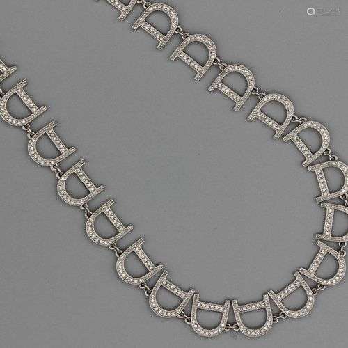 Christian DIOR. Collier composé de motifs de “D” sertis de p...