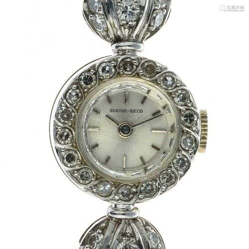 BUECHE-GIROD. Montre de dame en or gris sertie de diamants -...